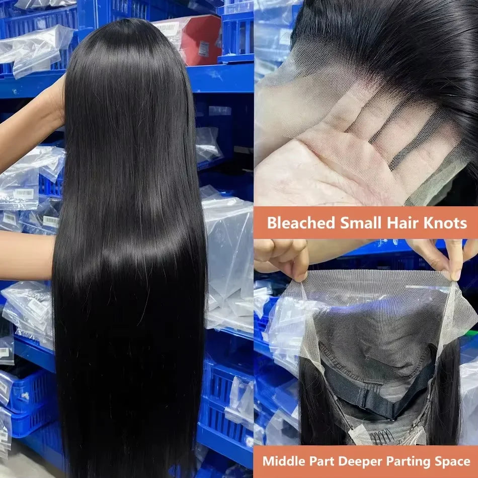 Bone Straight Human Hair Wigs Glueless 13x6 Hd Lace Front Wigs Brazilian 13x4 HD Lace Frontal Black Wig 300% Density For Women
