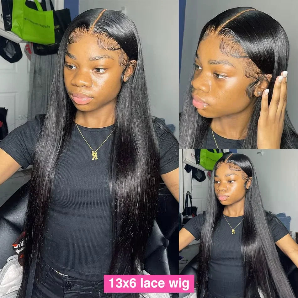 Bone Straight Human Hair Wigs Glueless 13x6 Hd Lace Front Wigs Brazilian 13x4 HD Lace Frontal Black Wig 300% Density For Women