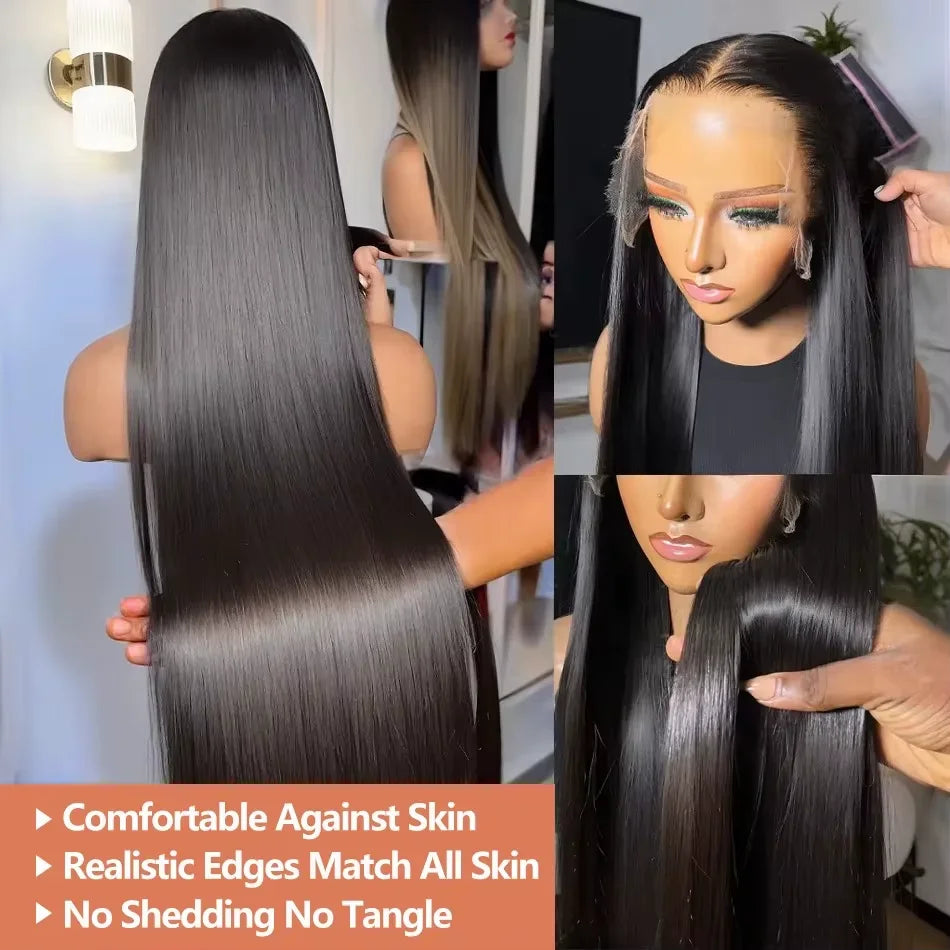Bone Straight Human Hair Wigs Glueless 13x6 Hd Lace Front Wigs Brazilian 13x4 HD Lace Frontal Black Wig 300% Density For Women