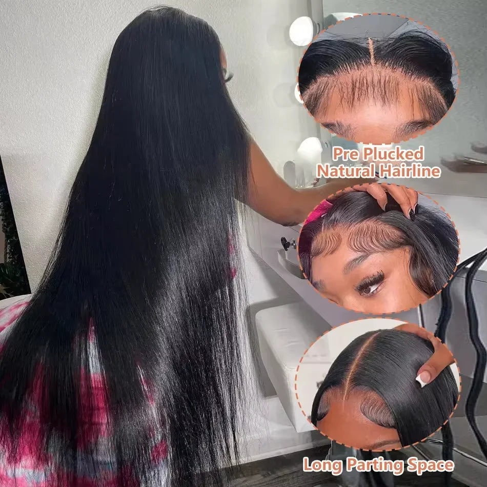 Bone Straight Human Hair Wigs Glueless 13x6 Hd Lace Front Wigs Brazilian 13x4 HD Lace Frontal Black Wig 300% Density For Women