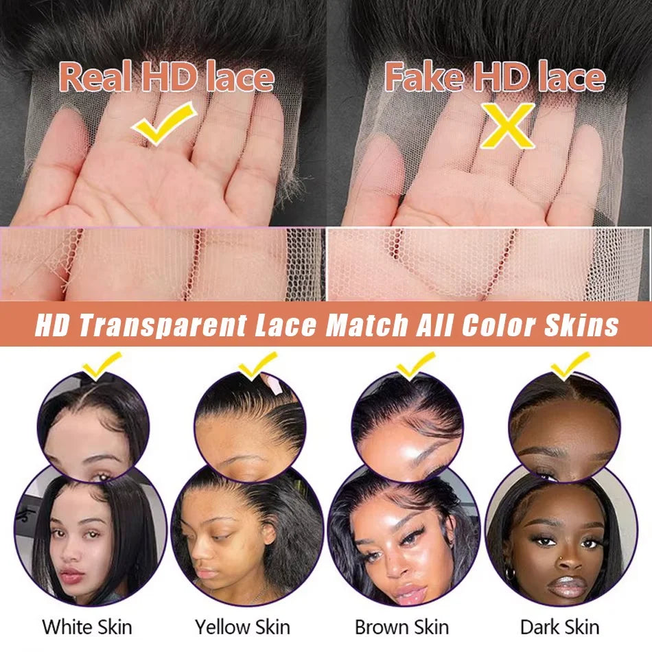 Bone Straight Human Hair Wigs Glueless 13x6 Hd Lace Front Wigs Brazilian 13x4 HD Lace Frontal Black Wig 300% Density For Women