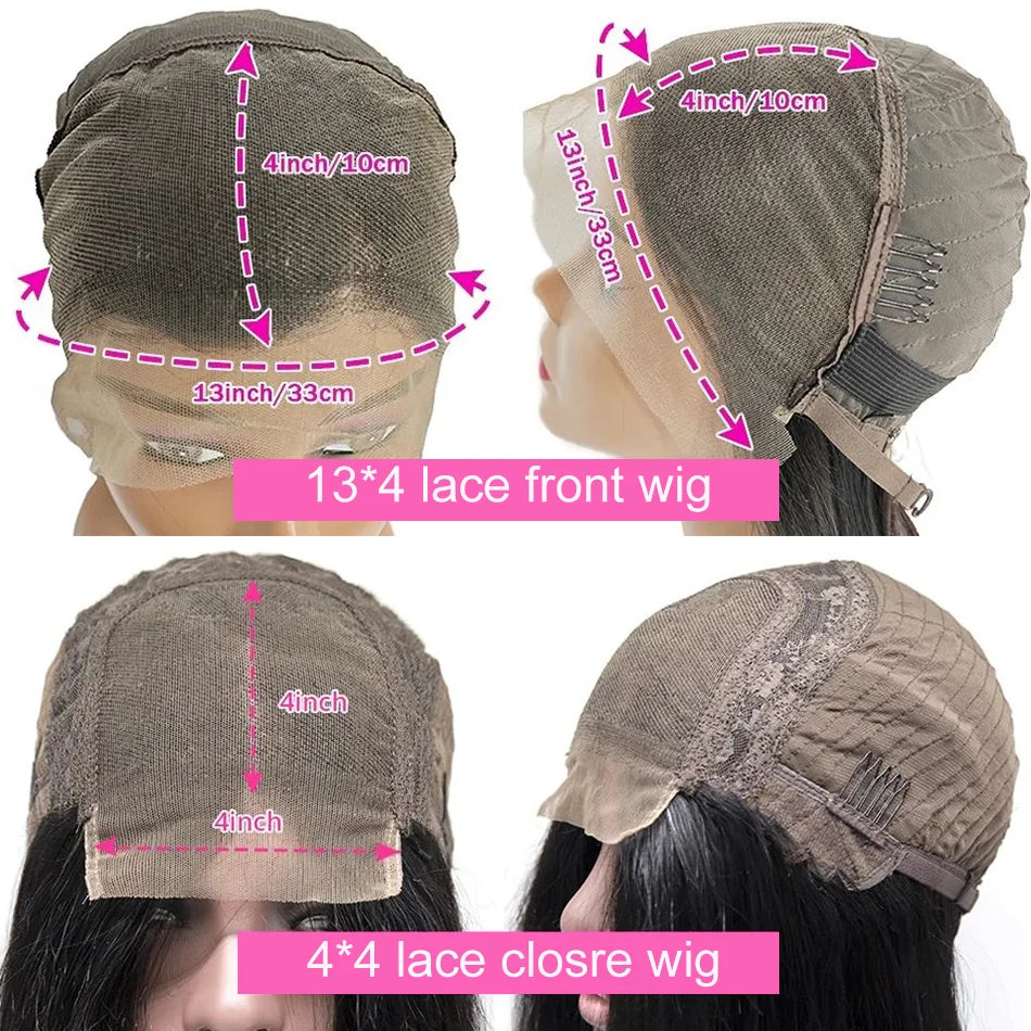 Straight Short Bob Wig Human Hair 13x4 Transparent Lace Front Wigs 230 Density Natural Black Bone Straight Short Human Hair Wigs