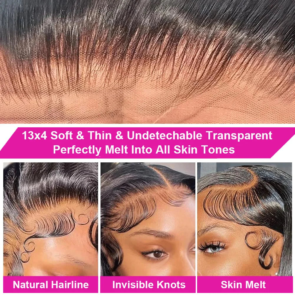 Straight Short Bob Wig Human Hair 13x4 Transparent Lace Front Wigs 230 Density Natural Black Bone Straight Short Human Hair Wigs