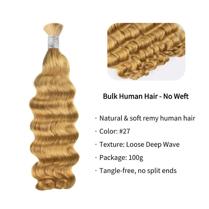 Wholesale Cheap Loose Deep Wave Bulk Human Hair for Braiding No Weft Hair Bundles for Boho Braids 100% Virgin Hair Extensions