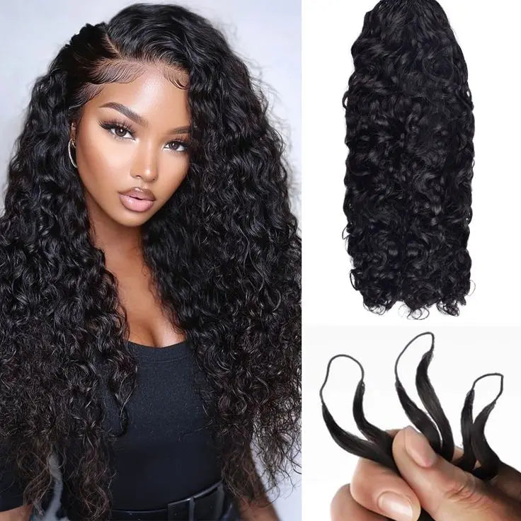 Pixie Curly Machine-made Crochet Human Hair Extensions Reusable No Glue No Damage for Black Women