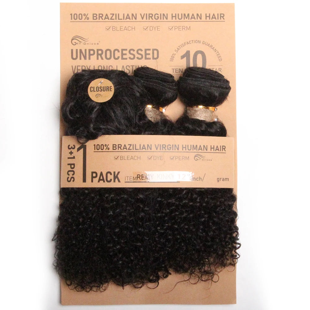 Brazilian Straight Bundles With Closure Machine Made Closure 100% Remy Human Hair 3 Bundles With Closure Natural Color
