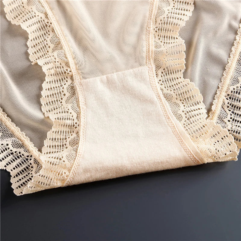 Women's Lace Panties 1Pcs Soft Striped Women Fashion Underpants Solid Girls Briefs Sexy Female Lingerie M-L Comfort Underwear