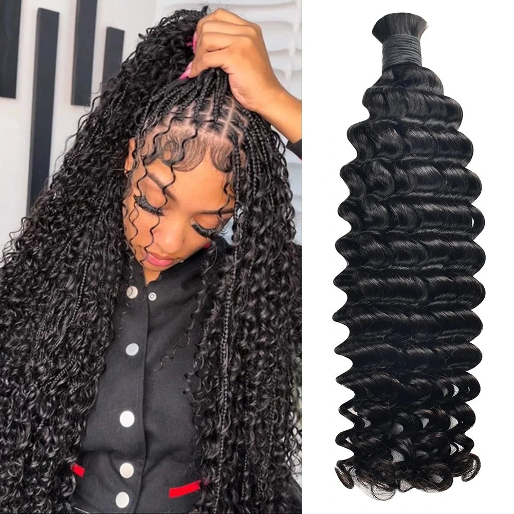 Wholesale Cheap Loose Deep Wave Bulk Human Hair for Braiding No Weft Hair Bundles for Boho Braids 100% Virgin Hair Extensions