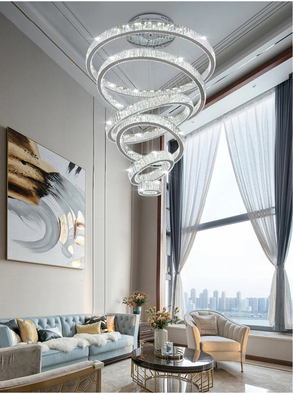 Ring Light Modern Home Decoration Luxury Led Lights for Living Room Crystal Lamp Ceiling Chandelier Decor Lustre Indoor Lighting