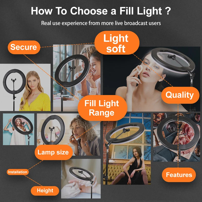 RGB Ring Light Lamp Ring Round With Remote Control For Smartphone Mobile Led Video Light Ring Make Live Photographic Lighting