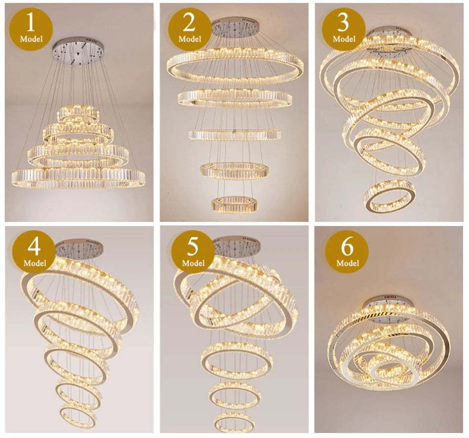 Ring Light Modern Home Decoration Luxury Led Lights for Living Room Crystal Lamp Ceiling Chandelier Decor Lustre Indoor Lighting