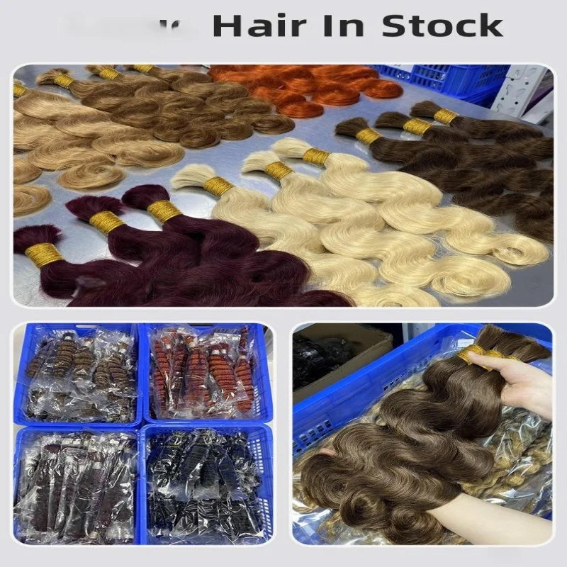 Bulk Brazilian Virgin Hair Wigs & Weaves for Women Hand Tied Machine Double Weft Body-Wave Style All Colors Dye/Perm Compatible