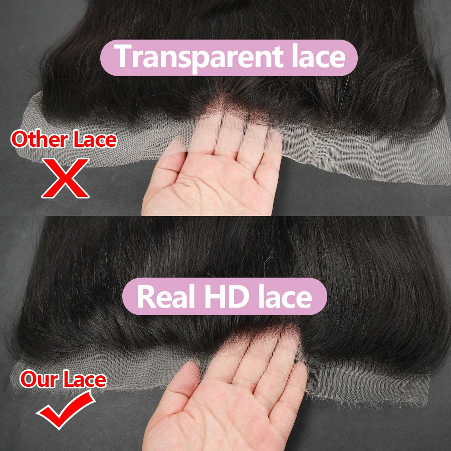 32 inch Bone Straight Hair Bundles With HD Lace Frontal Melt Skins Brazilian Human Hair Extension HD Lace Closure With Bundles