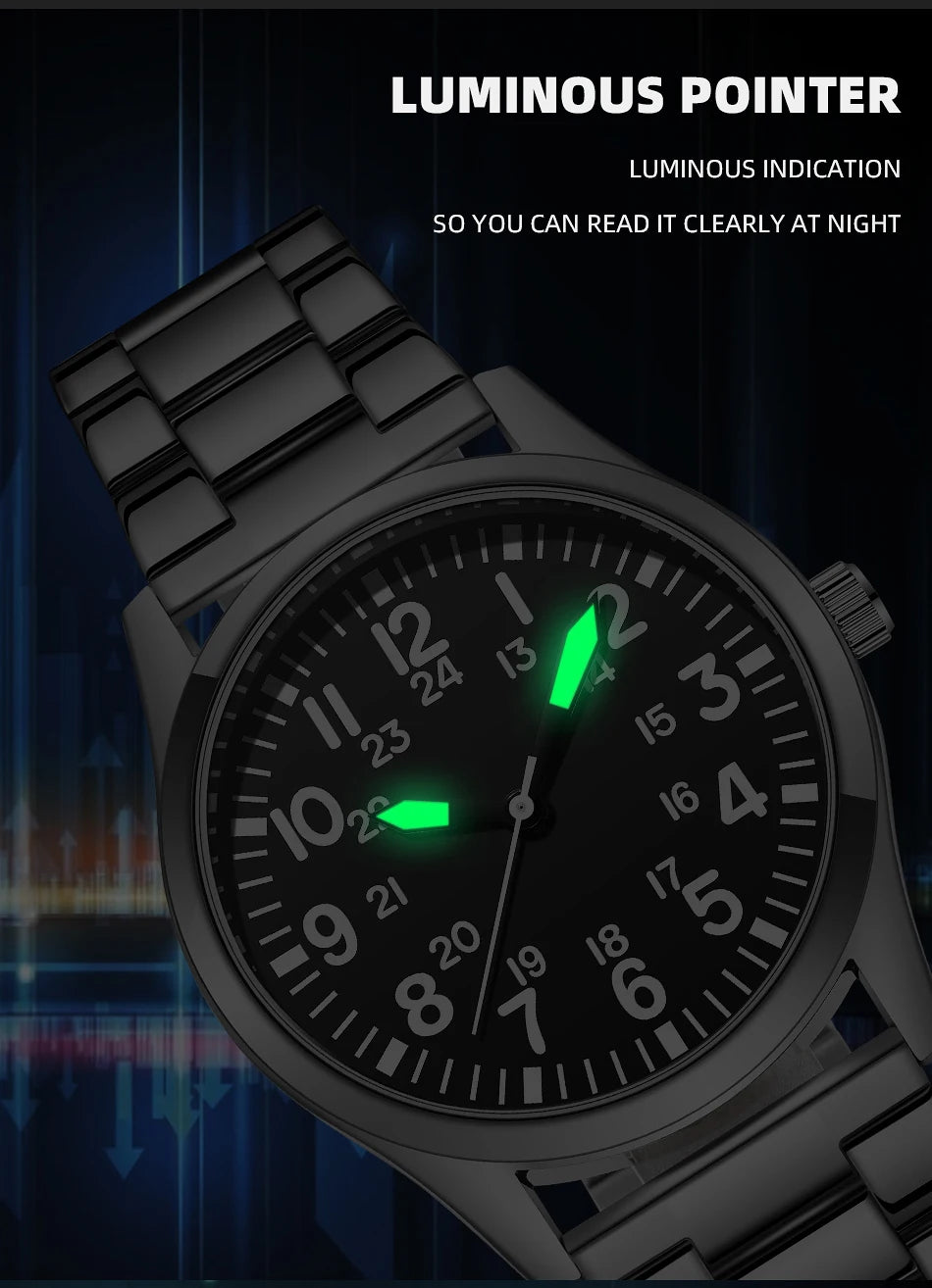 Field Watch with Steel Band Easy Reading Japan Movement