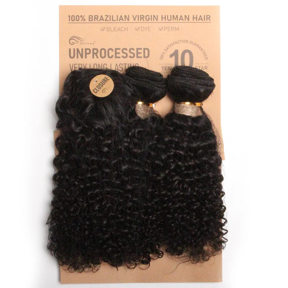 Brazilian Straight Bundles With Closure Machine Made Closure 100% Remy Human Hair 3 Bundles With Closure Natural Color