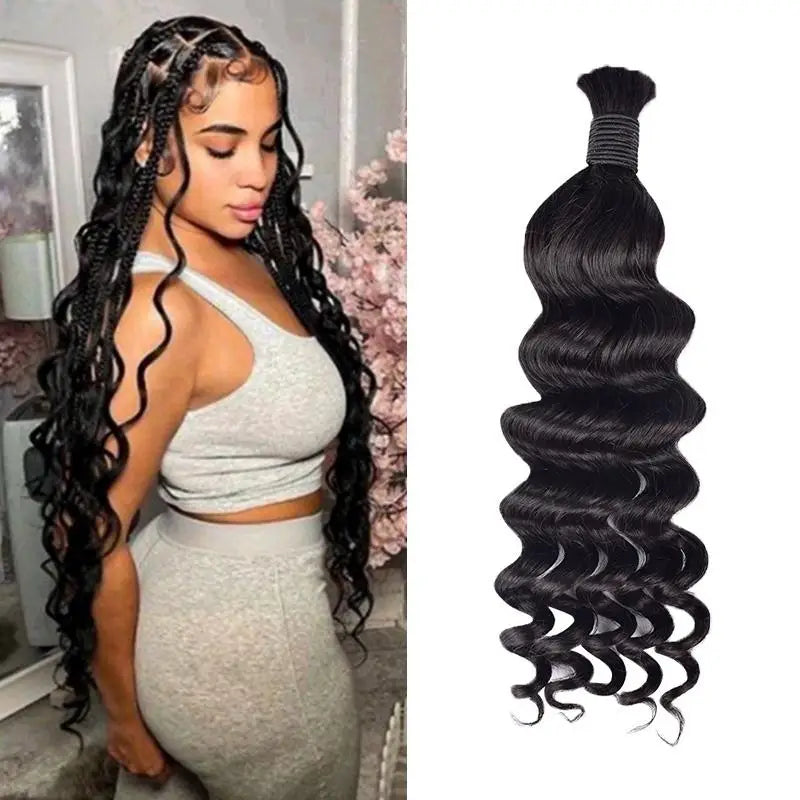 Wholesale Cheap Loose Deep Wave Bulk Human Hair for Braiding No Weft Hair Bundles for Boho Braids 100% Virgin Hair Extensions