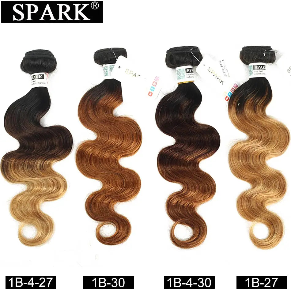 Spark Hair Ombre Brazilian Body Wave Hair 1/3/4 Bundles 100% Human Hair Weave Bundles 100% Remy human Hair
