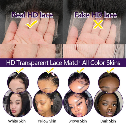 32 inch Bone Straight Hair Bundles With HD Lace Frontal Melt Skins Brazilian Human Hair Extension HD Lace Closure With Bundles