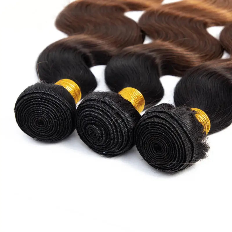 3 Tone Color Ombre Curly Body Deep Weave Virgin Hair Frontal Extensions Raw Blonde Ombre Human Hair Bundles With Closure