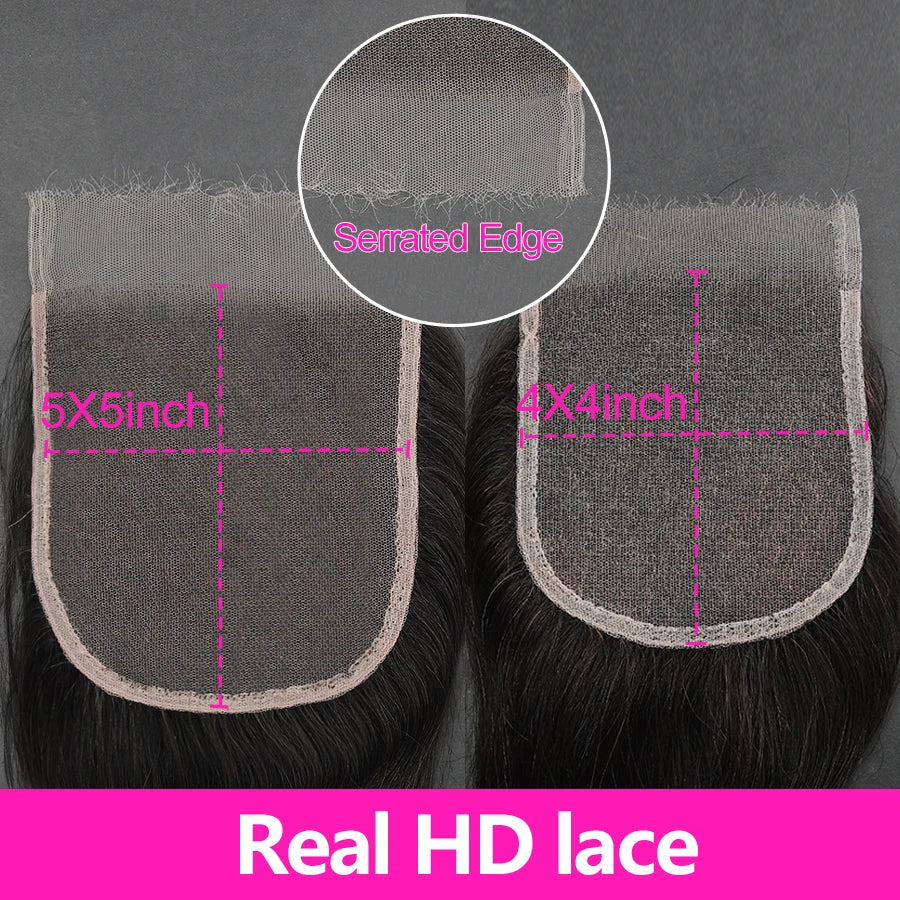 32 inch Bone Straight Hair Bundles With HD Lace Frontal Melt Skins Brazilian Human Hair Extension HD Lace Closure With Bundles