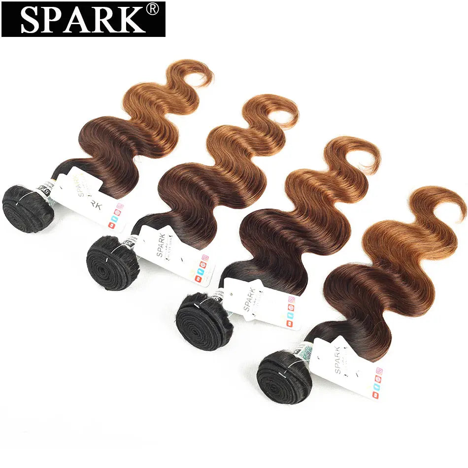 Spark Hair Ombre Brazilian Body Wave Hair 1/3/4 Bundles 100% Human Hair Weave Bundles 100% Remy human Hair