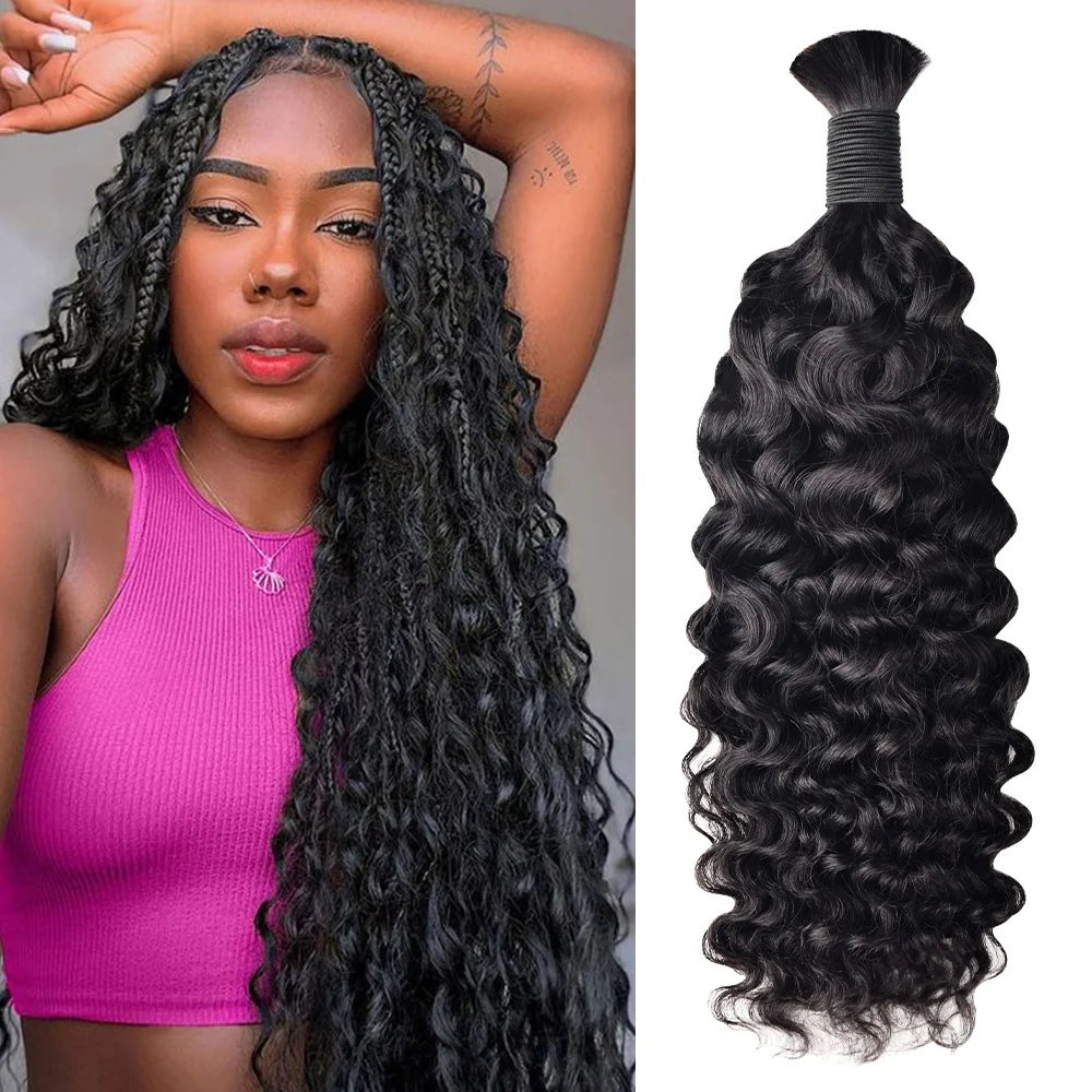 Wholesale Cheap Loose Deep Wave Bulk Human Hair for Braiding No Weft Hair Bundles for Boho Braids 100% Virgin Hair Extensions
