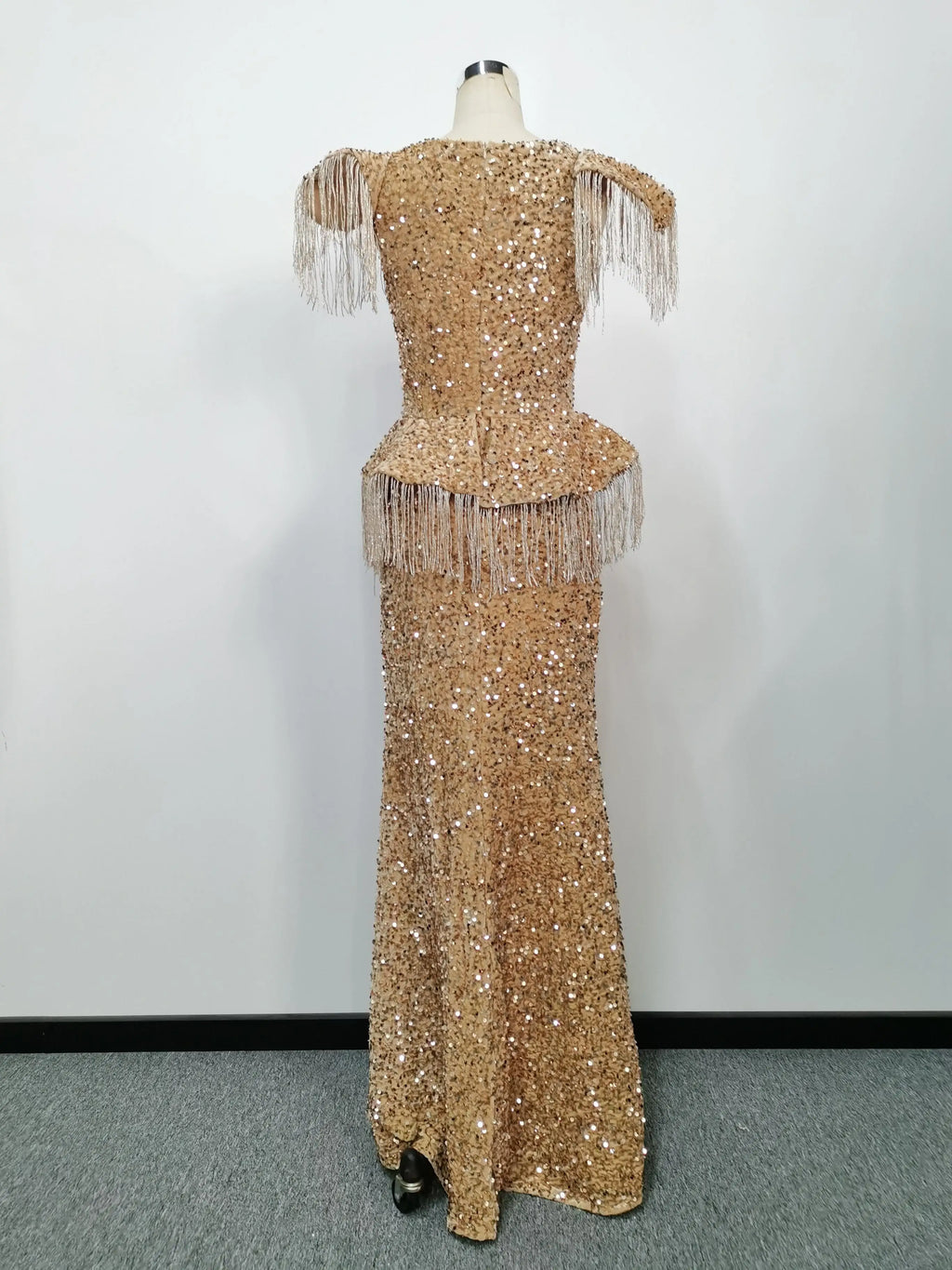 Party Dress Women Spring Autumn Sexy Tassel Sequin Sleeveless O-neck Slim Banquet Dinner Ladies Long Cloth Lugentolo