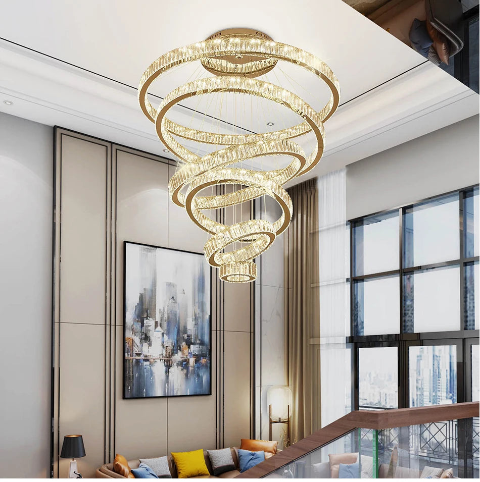 Ring Light Modern Home Decoration Luxury Led Lights for Living Room Crystal Lamp Ceiling Chandelier Decor Lustre Indoor Lighting