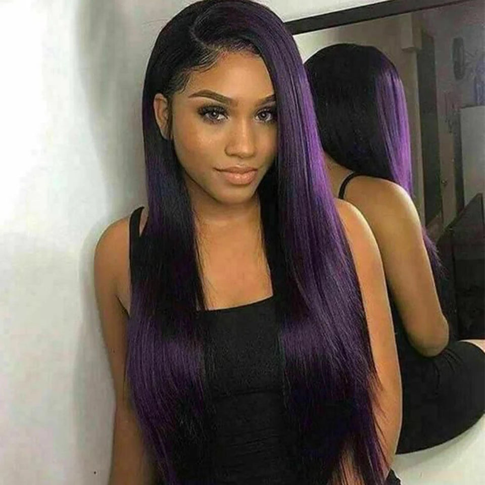 Sleek Brazilian Straight Hair Bundles Natural Purple Straight Remy Human Hair Bunles Deal For Black Women