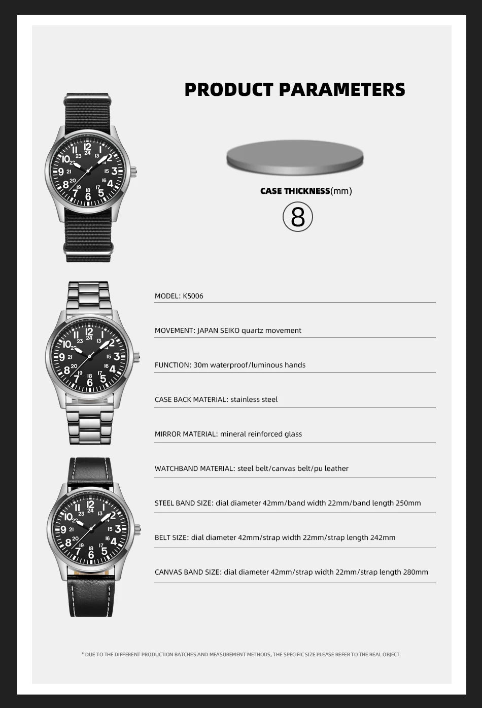 Field Watch with Steel Band Easy Reading Japan Movement