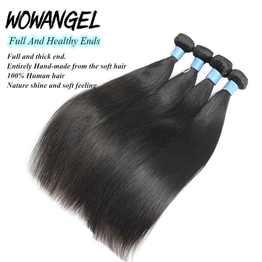 32 inch Bone Straight Hair Bundles With HD Lace Frontal Melt Skins Brazilian Human Hair Extension HD Lace Closure With Bundles