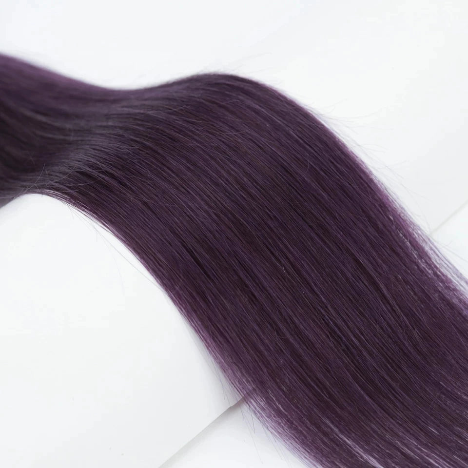 Sleek Brazilian Straight Hair Bundles Natural Purple Straight Remy Human Hair Bunles Deal For Black Women