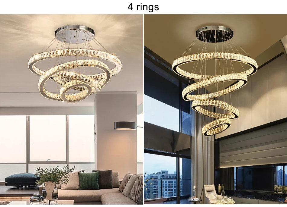 Ring Light Modern Home Decoration Luxury Led Lights for Living Room Crystal Lamp Ceiling Chandelier Decor Lustre Indoor Lighting
