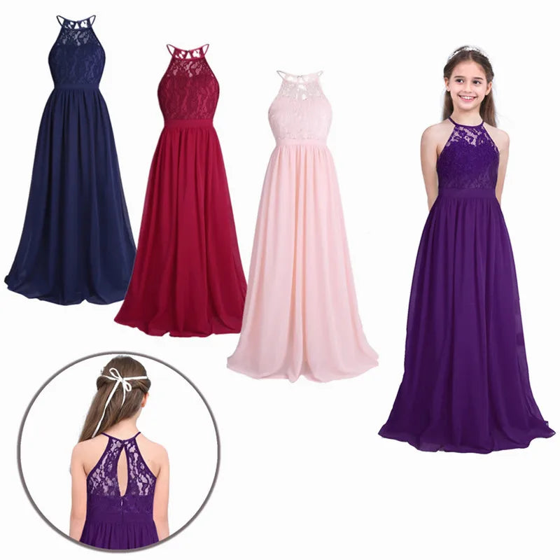 iiniim Childrens Vestidos Birthday Party Dress Kids Princess Summer Lace Wedding Dresses Girls Ball Tutu Prom Dress Teen Costume