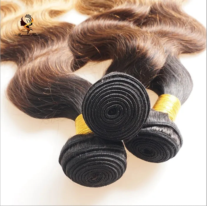 Body Wave 3 Tone Ombre Brazilian Hair Weave Bundles 1B/4/27Human Hair Extensions