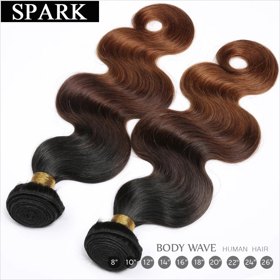 Spark Hair Ombre Brazilian Body Wave Hair 1/3/4 Bundles 100% Human Hair Weave Bundles 100% Remy human Hair