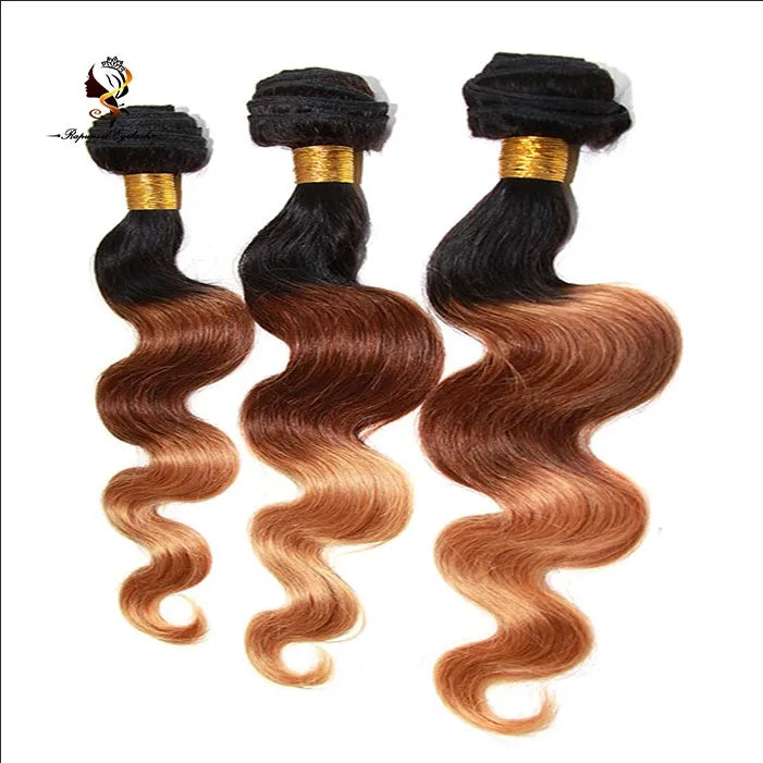 Body Wave 3 Tone Ombre Brazilian Hair Weave Bundles 1B/4/27Human Hair Extensions