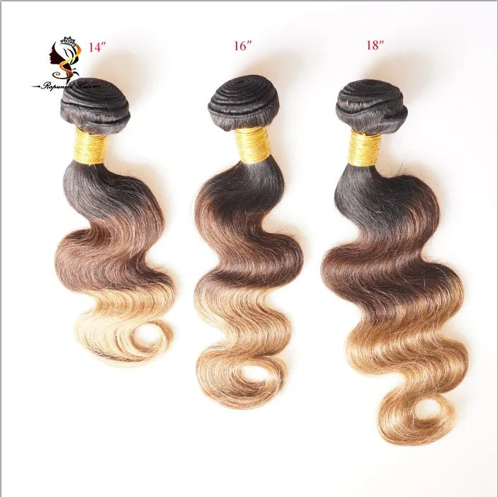 Body Wave 3 Tone Ombre Brazilian Hair Weave Bundles 1B/4/27Human Hair Extensions