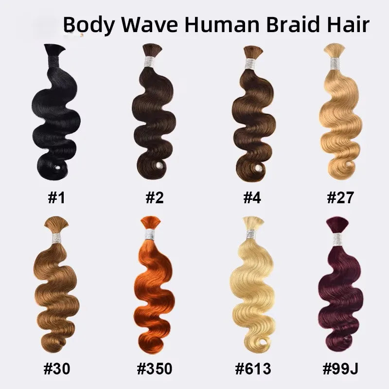 Bulk Brazilian Virgin Hair Wigs & Weaves for Women Hand Tied Machine Double Weft Body-Wave Style All Colors Dye/Perm Compatible