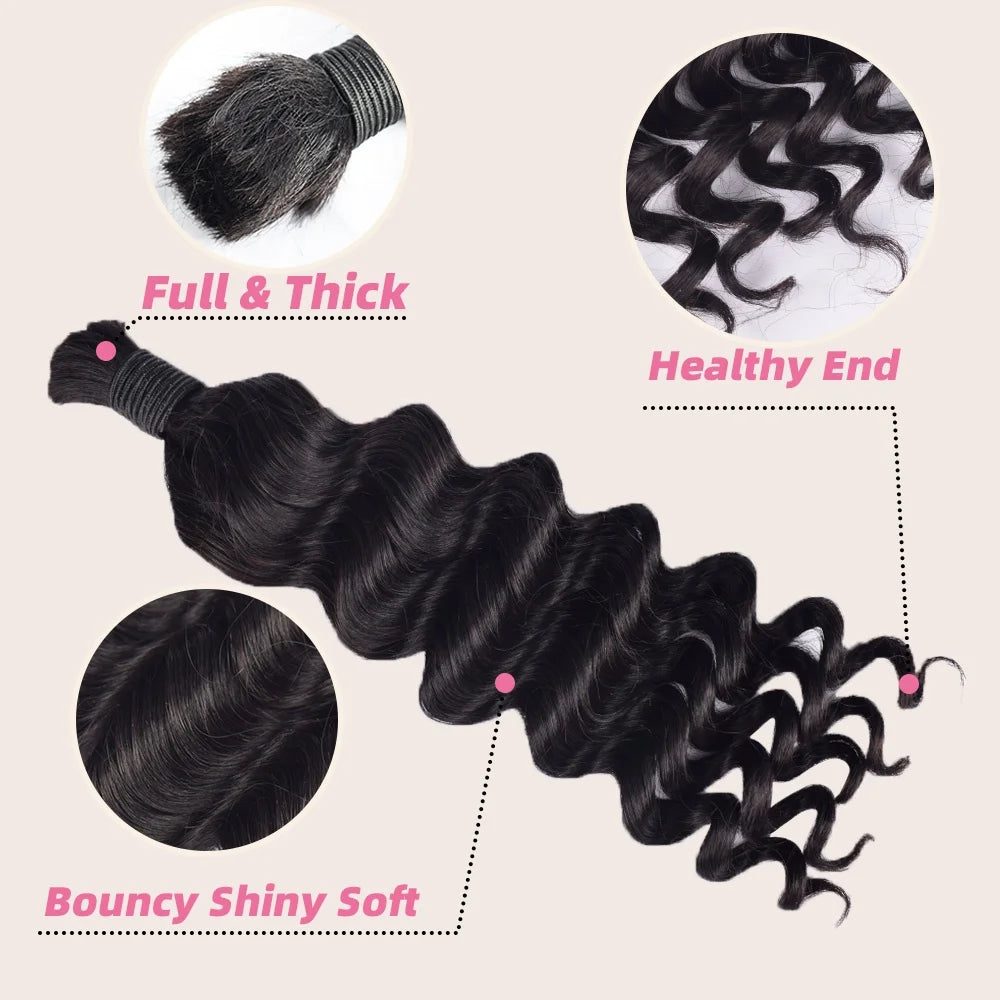 Wholesale Cheap Loose Deep Wave Bulk Human Hair for Braiding No Weft Hair Bundles for Boho Braids 100% Virgin Hair Extensions