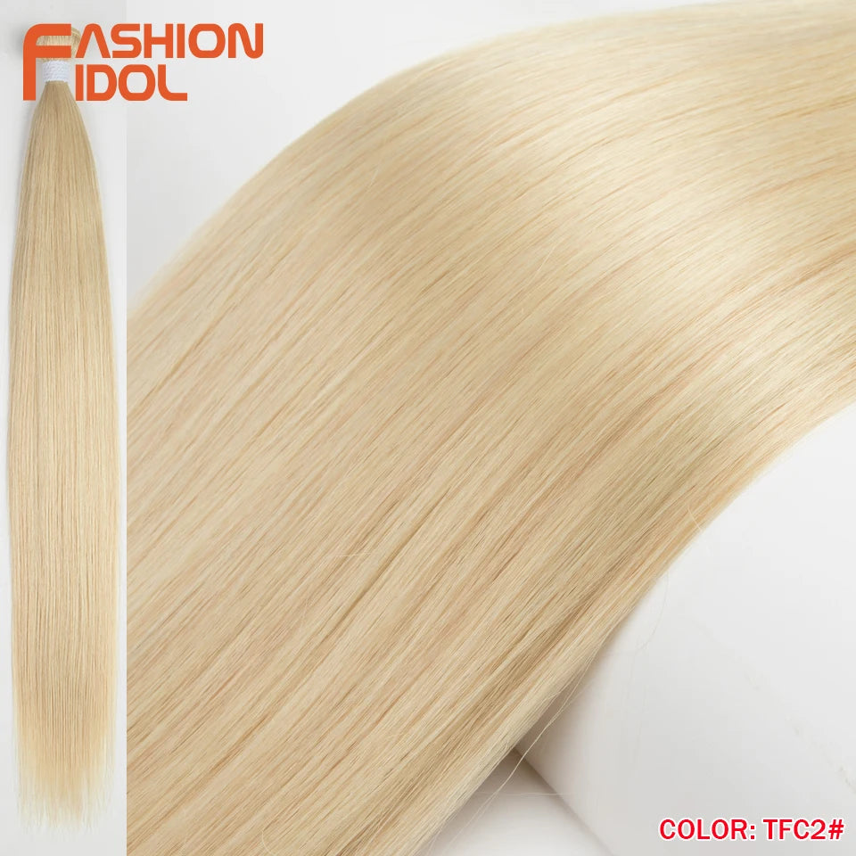Bone Straight Hair Extensions Ombre Blonde Hair Bundles Super Long Hair Synthetic 24 Inch Straight Hair Full to End FASHION IDOL