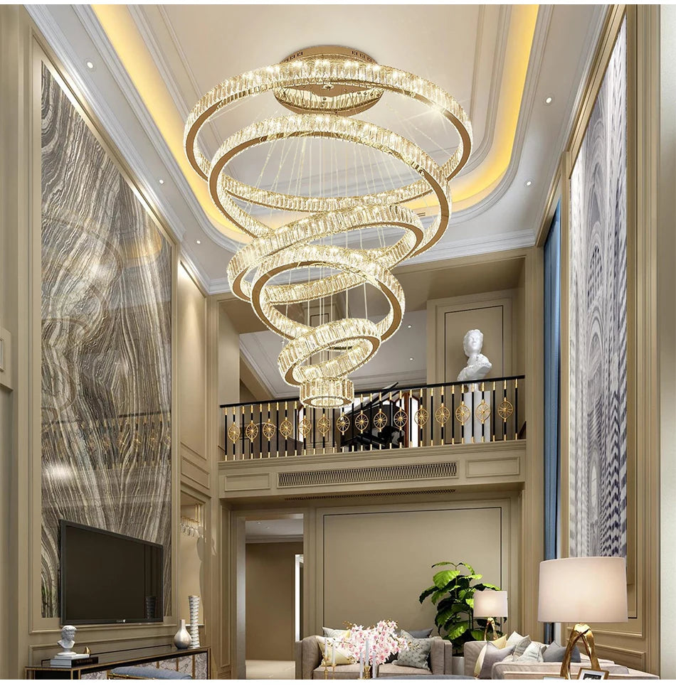 Ring Light Modern Home Decoration Luxury Led Lights for Living Room Crystal Lamp Ceiling Chandelier Decor Lustre Indoor Lighting