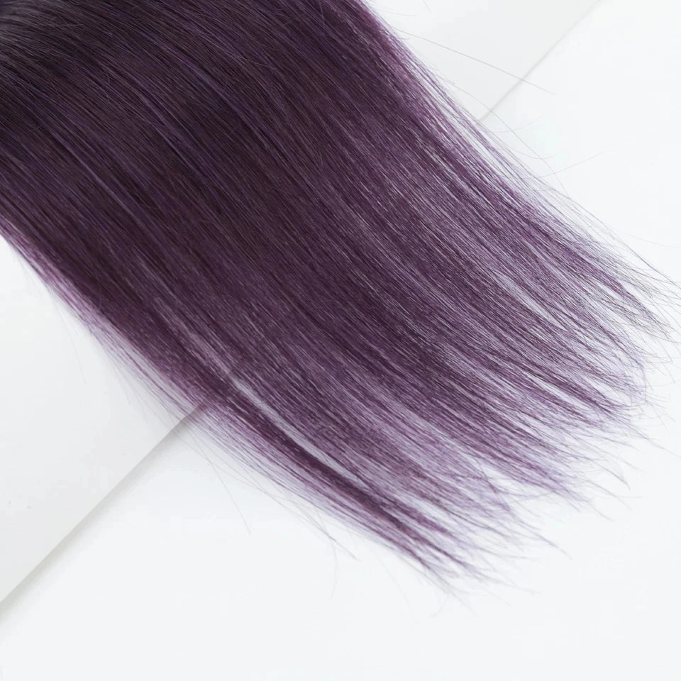 Sleek Brazilian Straight Hair Bundles Natural Purple Straight Remy Human Hair Bunles Deal For Black Women