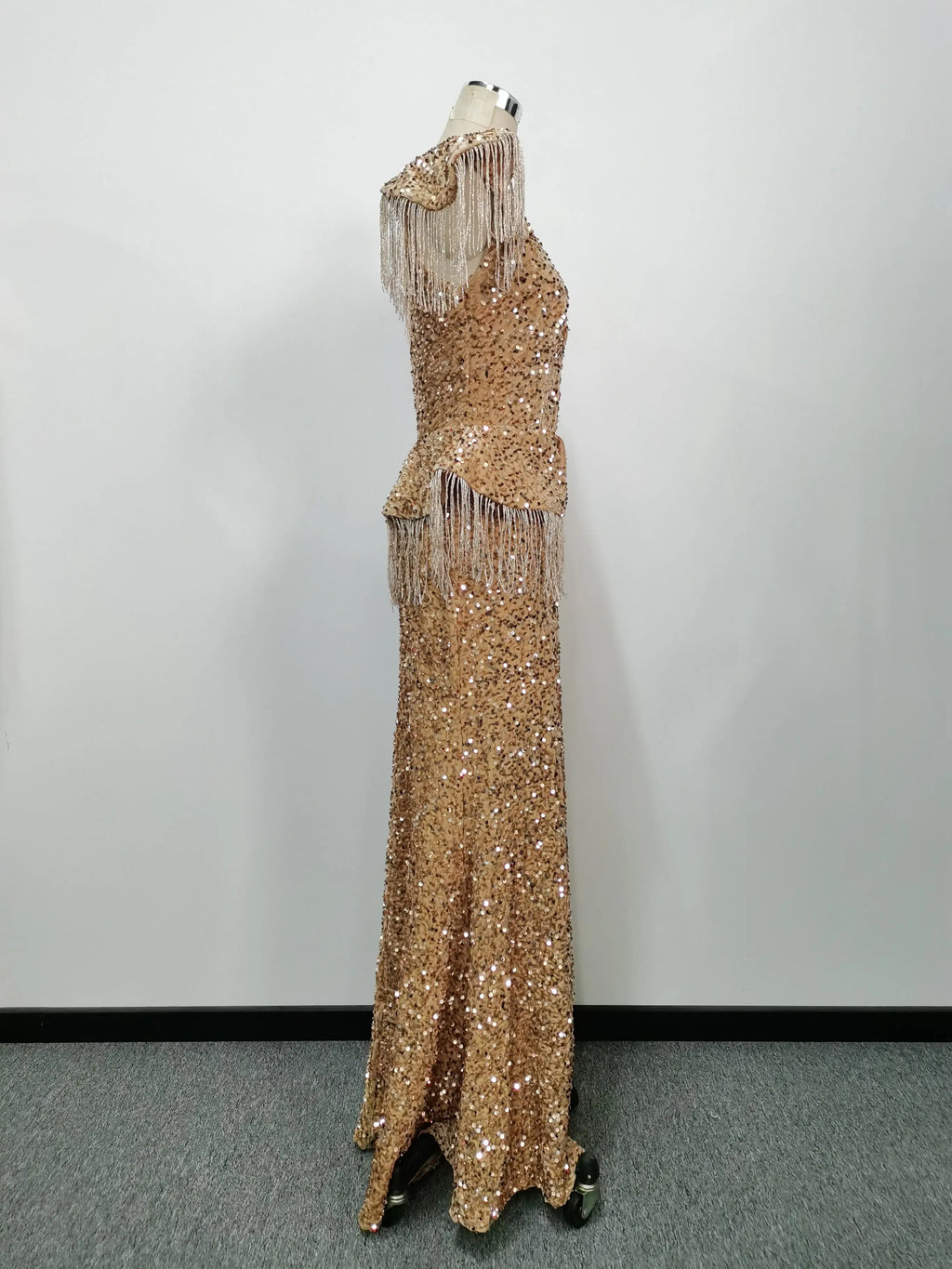 Party Dress Women Spring Autumn Sexy Tassel Sequin Sleeveless O-neck Slim Banquet Dinner Ladies Long Cloth Lugentolo