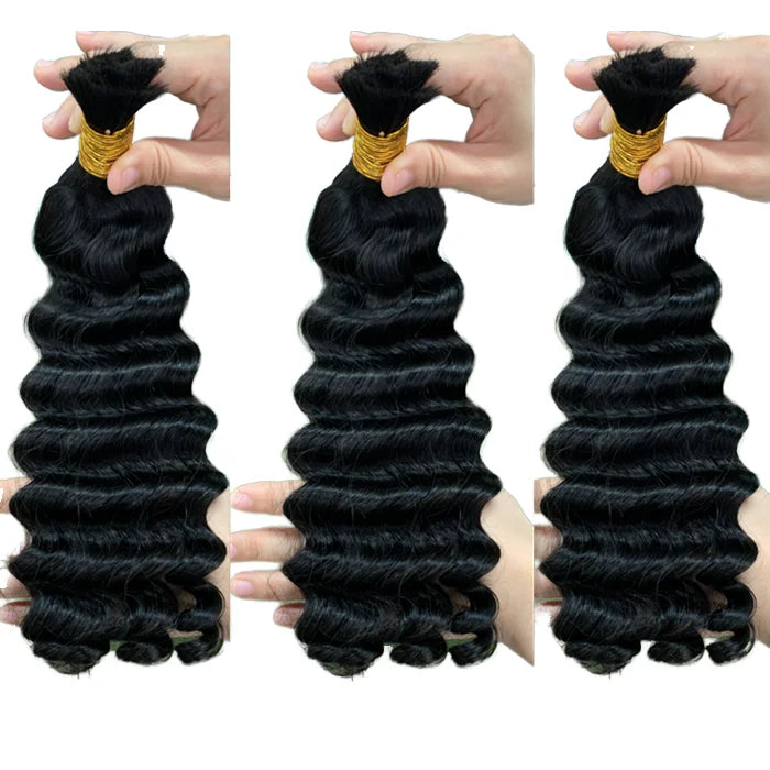 Wholesale Cheap Loose Deep Wave Bulk Human Hair for Braiding No Weft Hair Bundles for Boho Braids 100% Virgin Hair Extensions