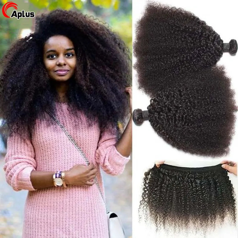 Raw Indian Afro Kinky Curly Human Hair Bundles 4B 4C Natural Virgin Curly 100% Soft Human Hair Weave Bundle Hair Extension Weft