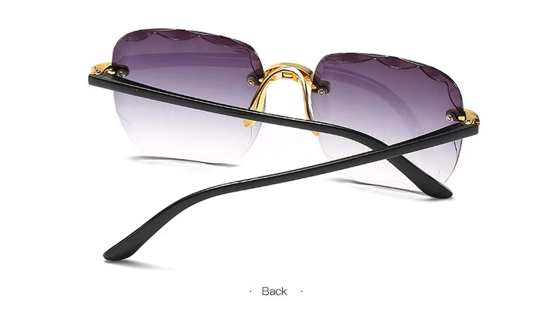 3PCS Square Rimless Sunglasses Women Luxury Brand Designer Summer Red Glasses Fashion Sun glasses For Men UV400 Shades Oculos