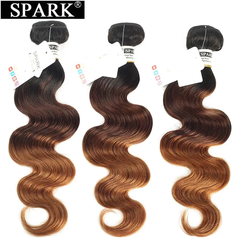 Spark Hair Ombre Brazilian Body Wave Hair 1/3/4 Bundles 100% Human Hair Weave Bundles 100% Remy human Hair