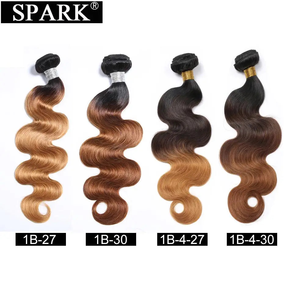 Spark Hair Ombre Brazilian Body Wave Hair 1/3/4 Bundles 100% Human Hair Weave Bundles 100% Remy human Hair