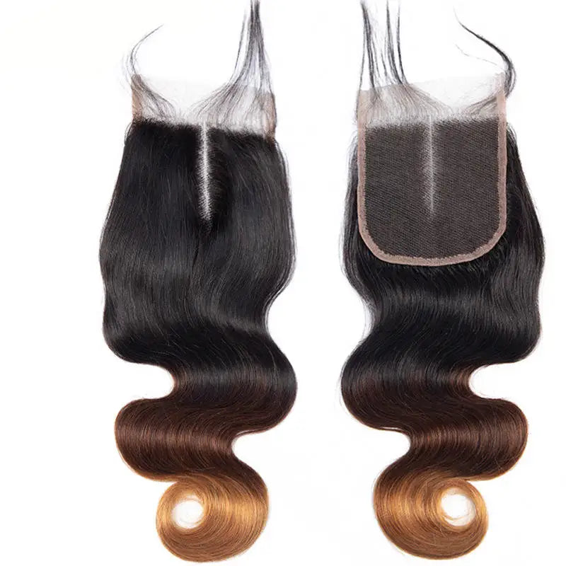 3 Tone Color Ombre Curly Body Deep Weave Virgin Hair Frontal Extensions Raw Blonde Ombre Human Hair Bundles With Closure